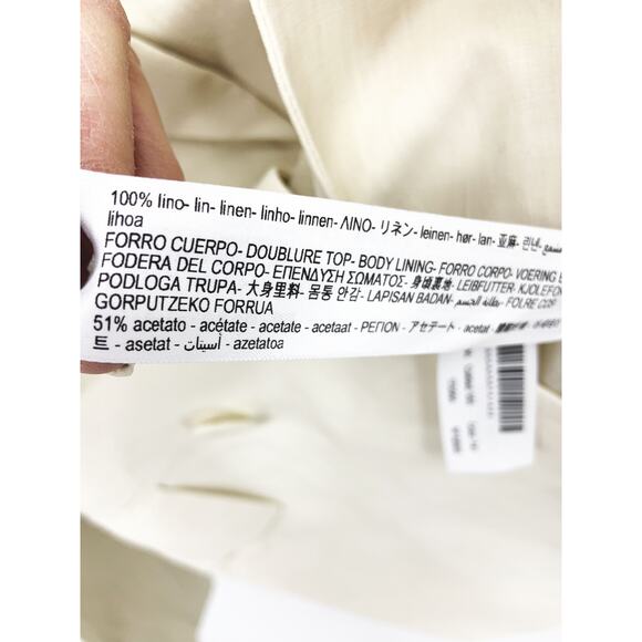 Massimo Dutti Limited Edition Double Breasted Beige Linen Blazer Size 8 NWT - Picture 9 of 14